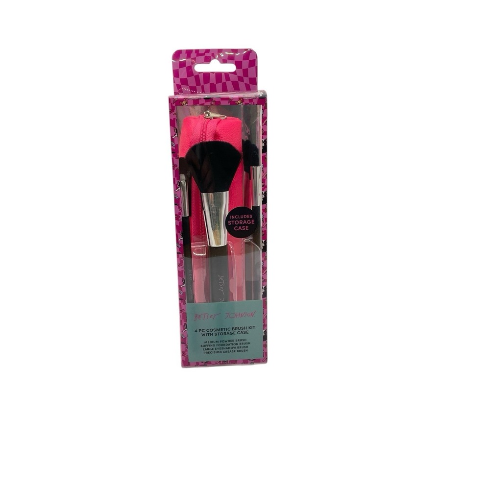 New Betsey Johnson Makeup Brush Kit & Hot Pink Travel Case
